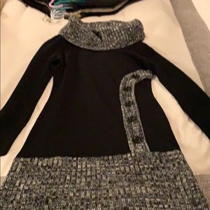 Black cowl neck sweater dress